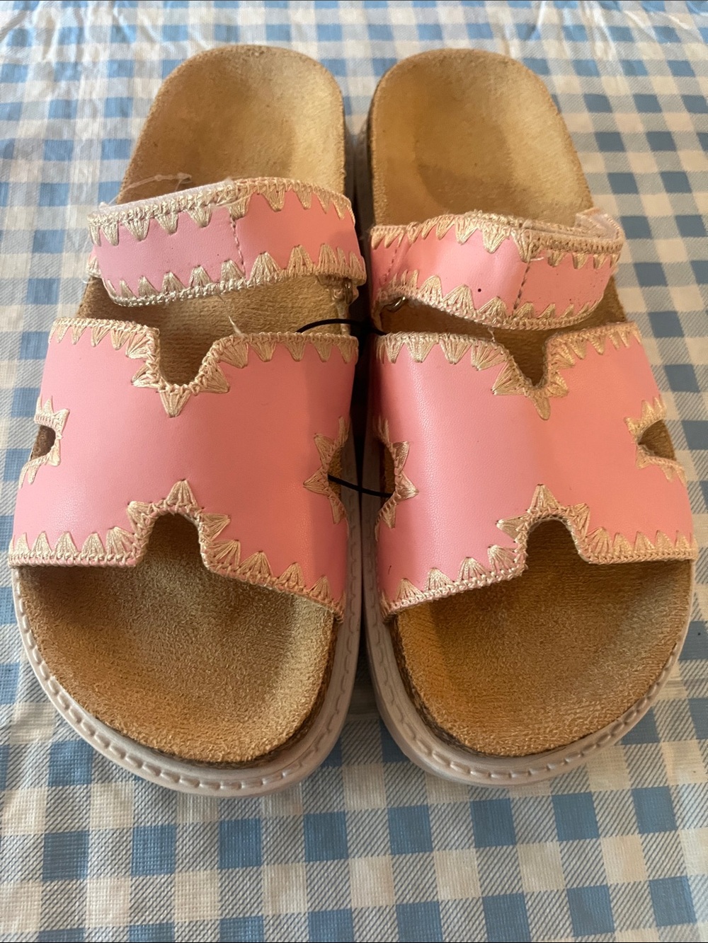 Pink Double-Strap Casual Sandals thick sole